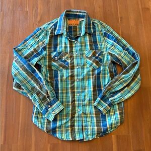 Intel Vibrant Plaid Bootbarn Casual Button Up Shirt with Pearl Snaps